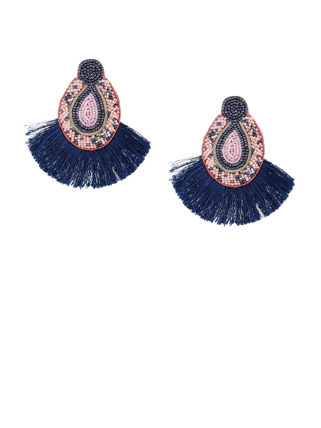 

Adwitiya Collection Blue & Pink Contemporary Drop Earrings