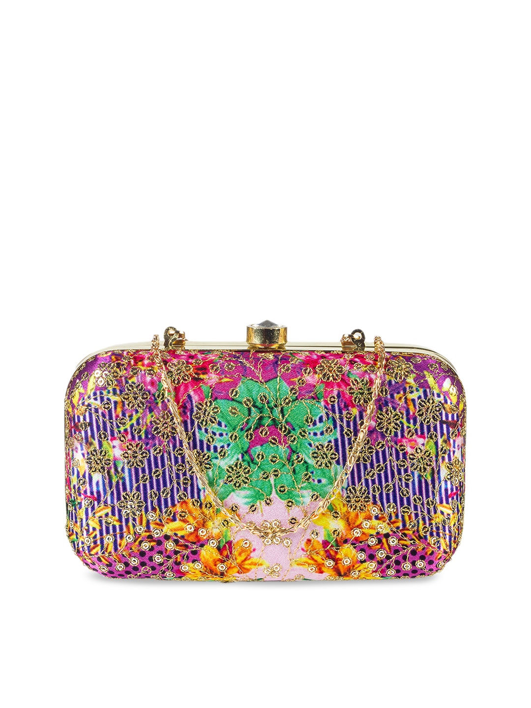 PARIZAAT BY SHADAB KHAN Multicoloured Embroidered Box Clutch, Multi
