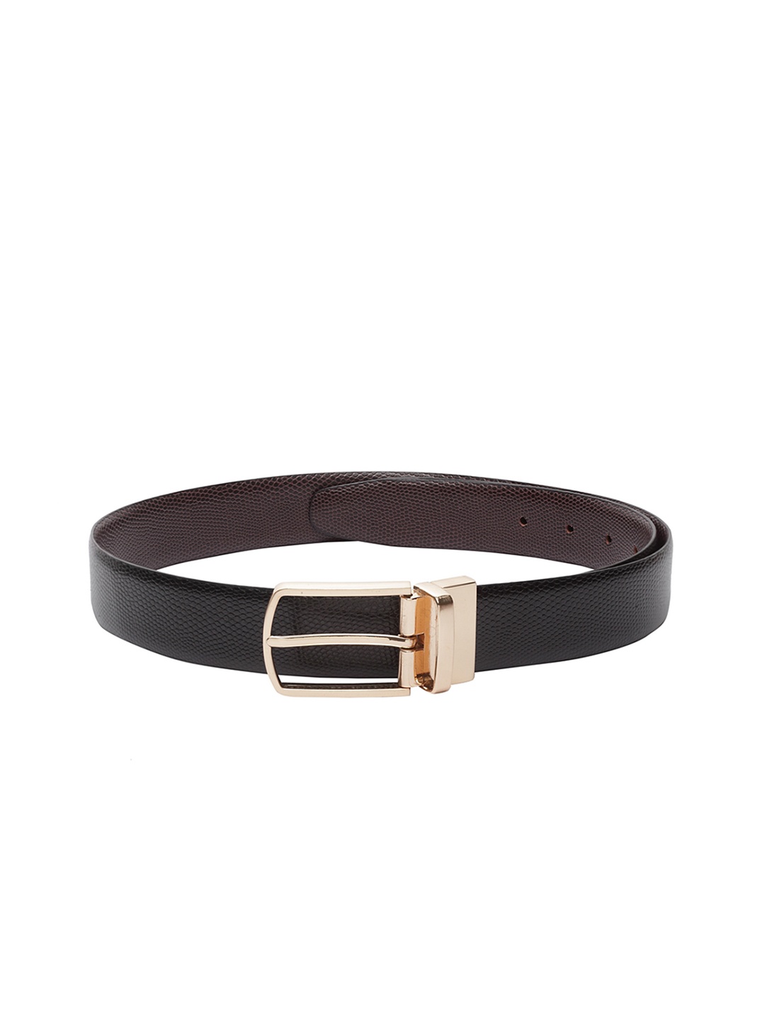 

amicraft Men Black & Brown Textured Reversible Belt