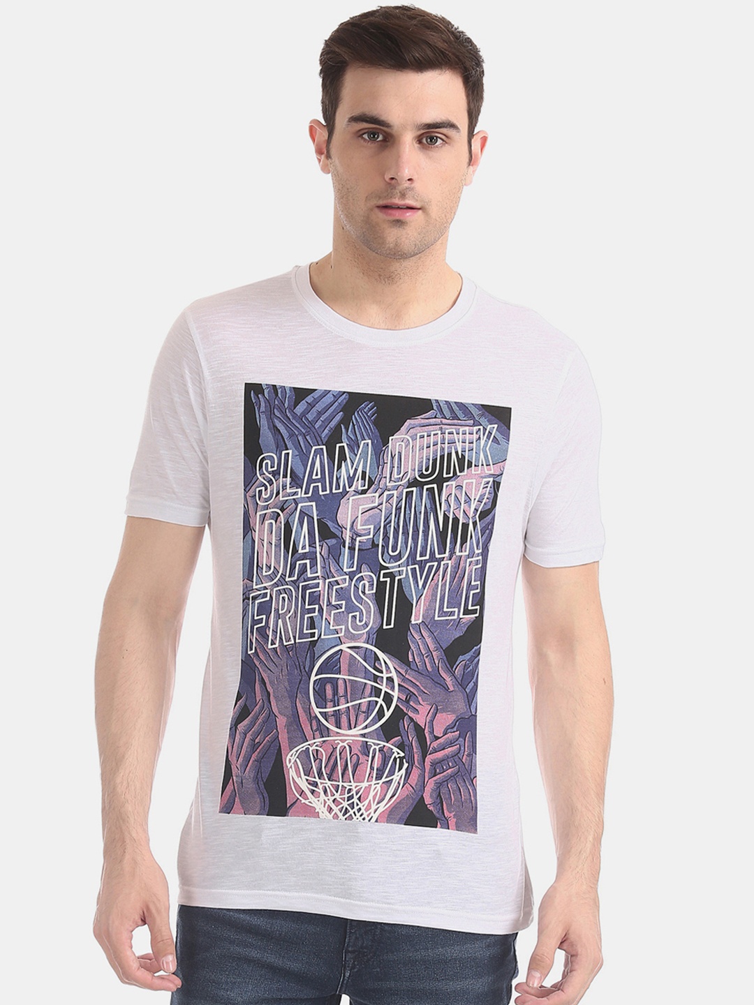 

Colt Men Off-White Printed Round Neck Pure Cotton T-shirt