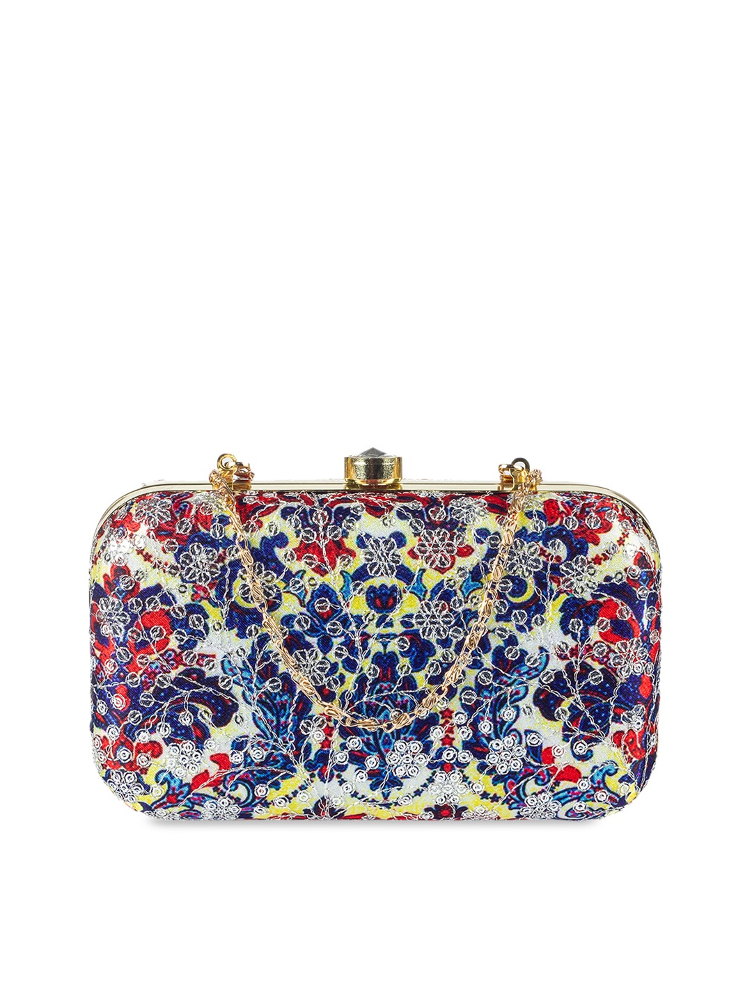 

PARIZAAT BY SHADAB KHAN Blue & Red Embroidered Box Clutch