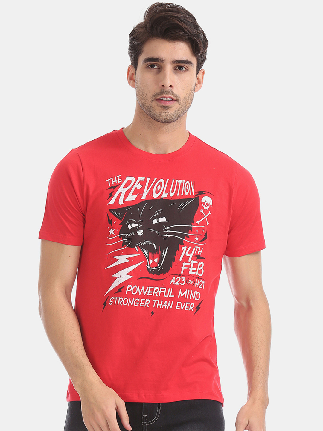 

Colt Men Red Printed Round Neck Pure Cotton T-shirt