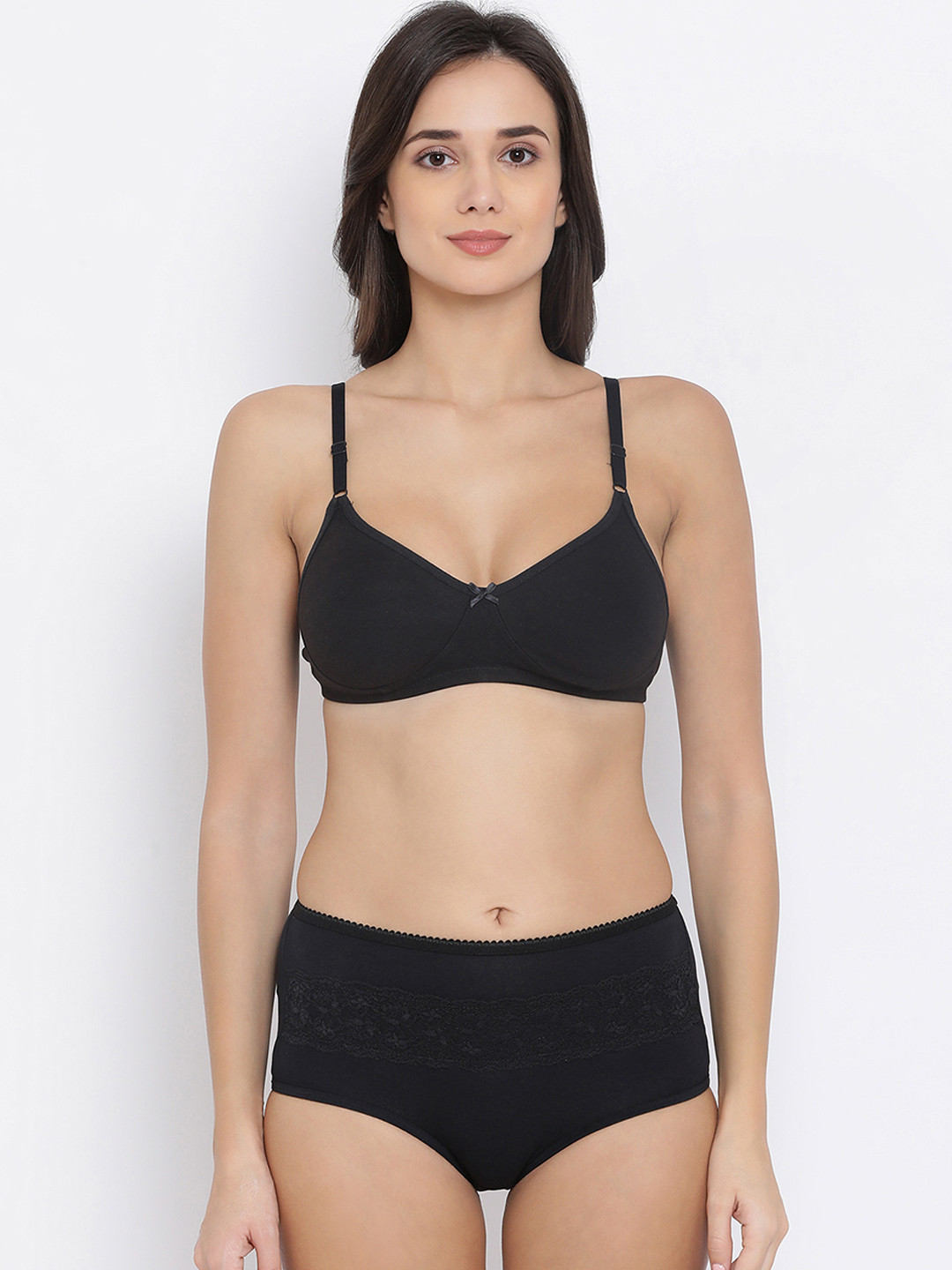 

Clovia Women Black Solid Lingerie Set COMBBP22032B