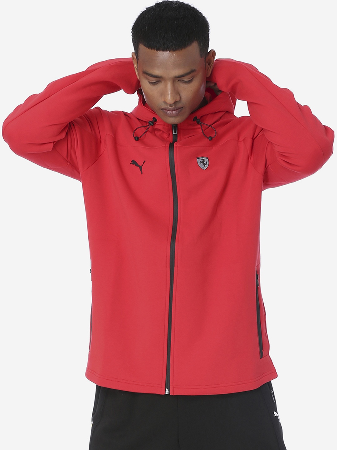 

PUMA Motorsport Men Solid Sporty Ferrari Hooded Track MSP Jacket, Red