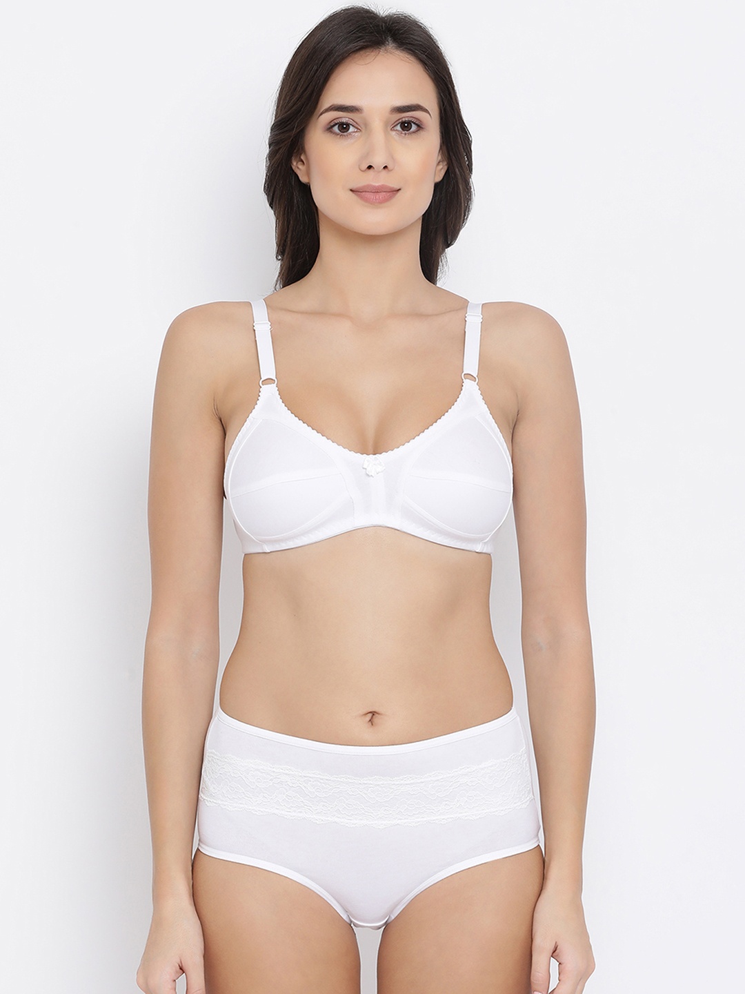 

Clovia Women White Solid Lingerie Set COMBBP96432B