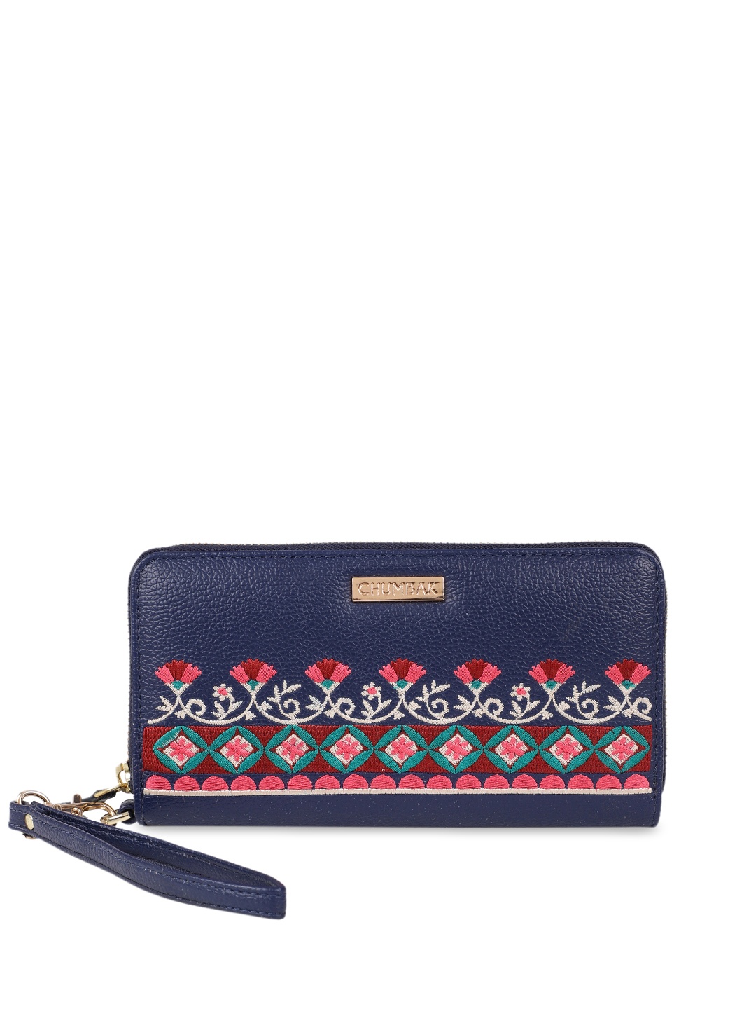 

Chumbak Women Navy Blue Solid Zip Around Wallet