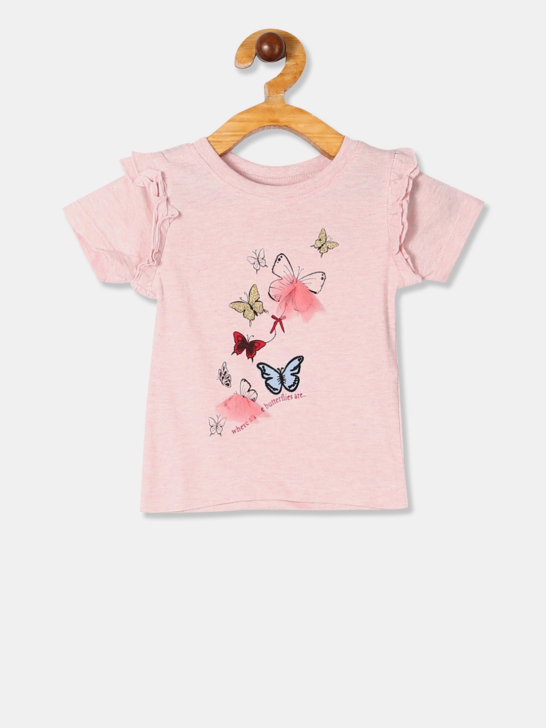 Donuts Girls Pink Printed Round Neck T-shirt