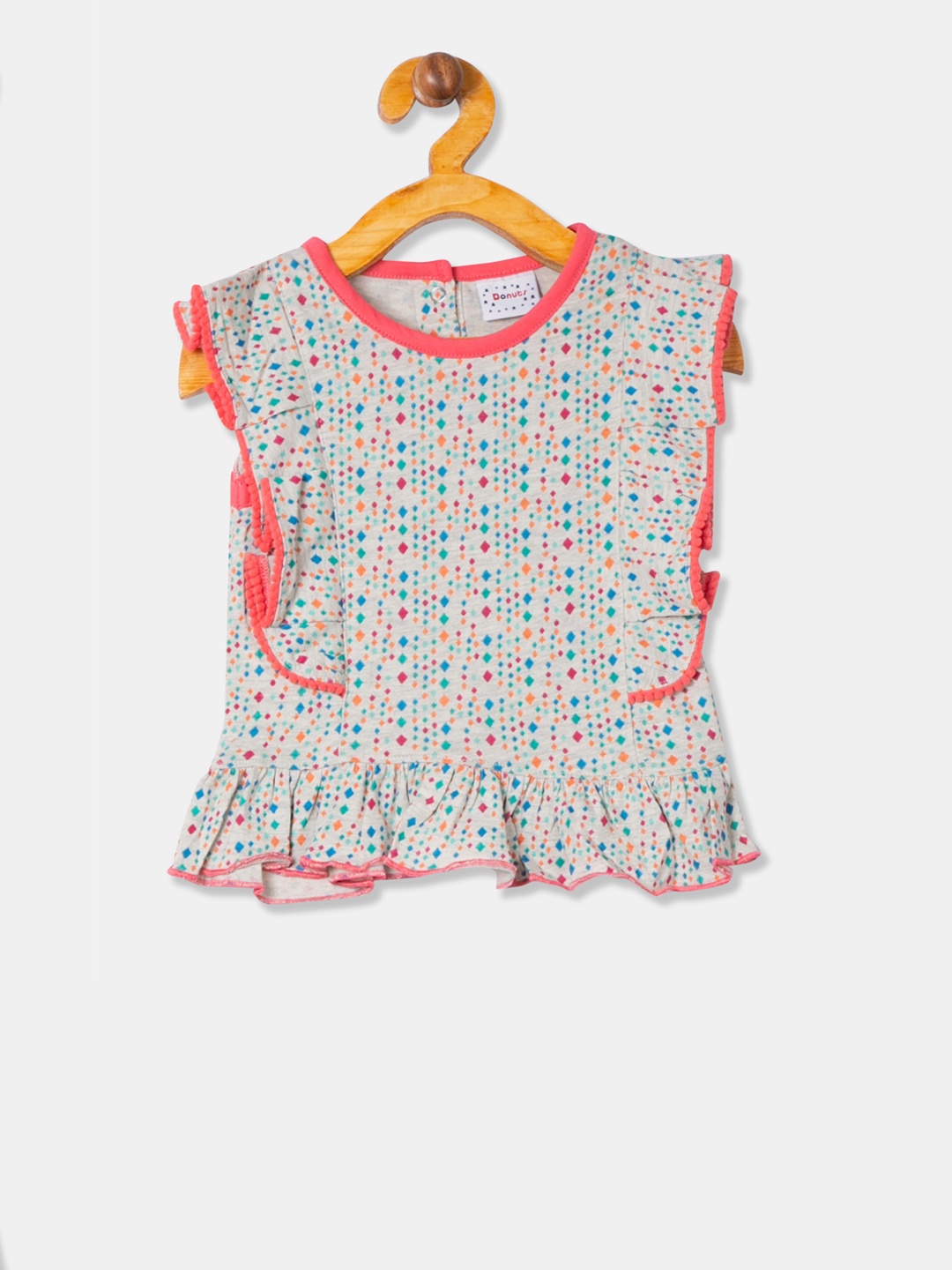 

Donuts Infant Off-White & Blue Printed Tunic