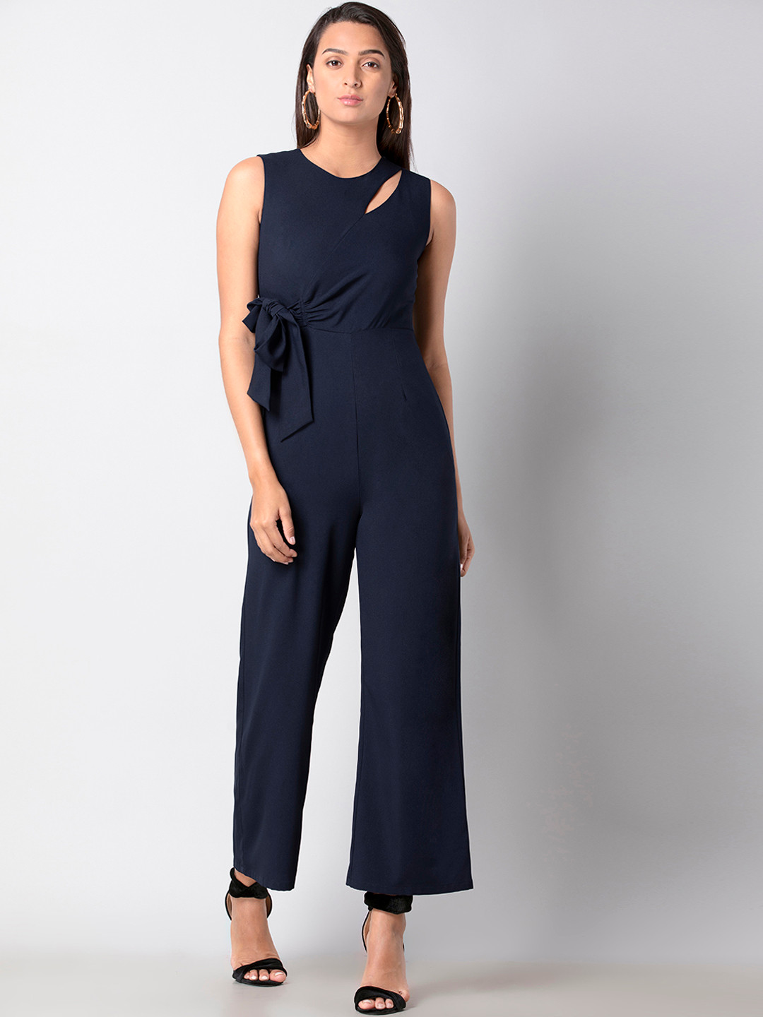 

FabAlley Women Navy Blue Solid Basic Jumpsuit