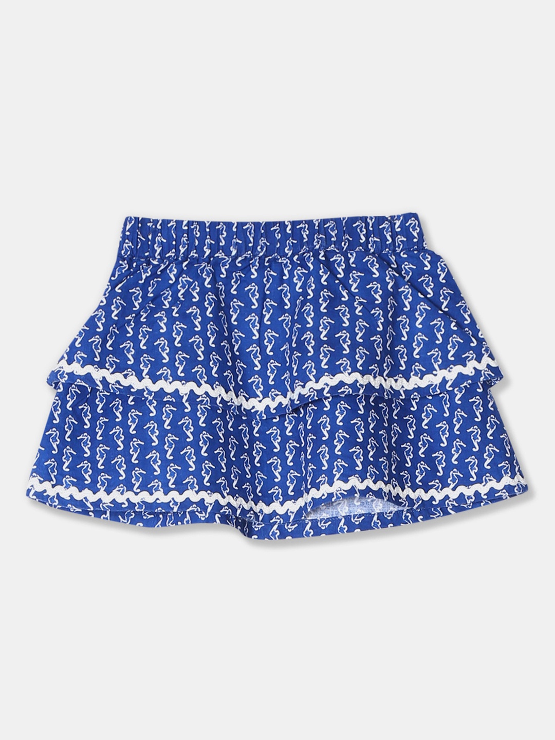 

Donuts Girls Blue Printed Tiered Pure Cotton Skirt