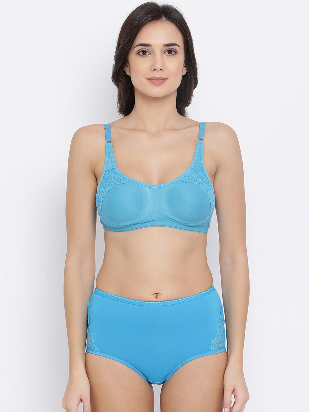 

Clovia Women Blue Solid Lingerie Set COMBBP97632B