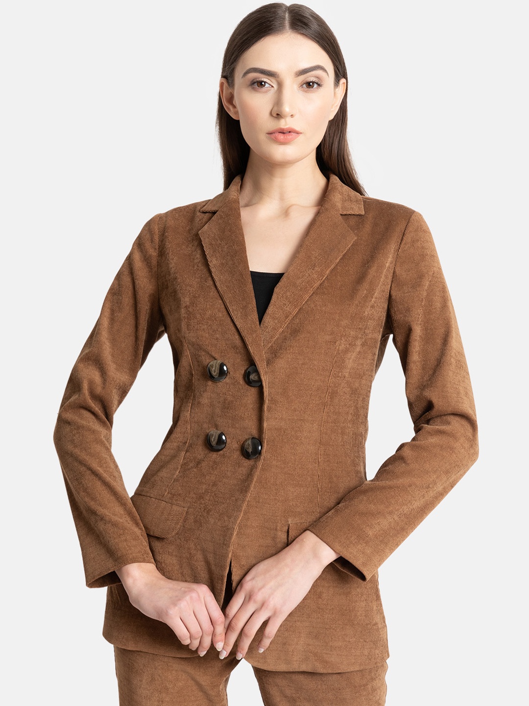 

Kazo Women Brown Solid Tailored Jacket