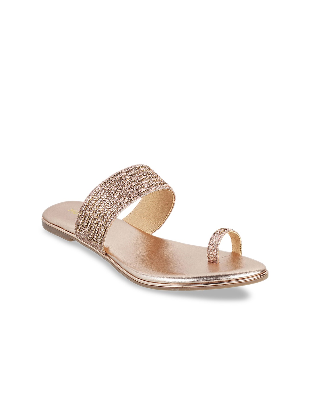 

Mochi Women Gold-Toned Embellished One Toe Flats