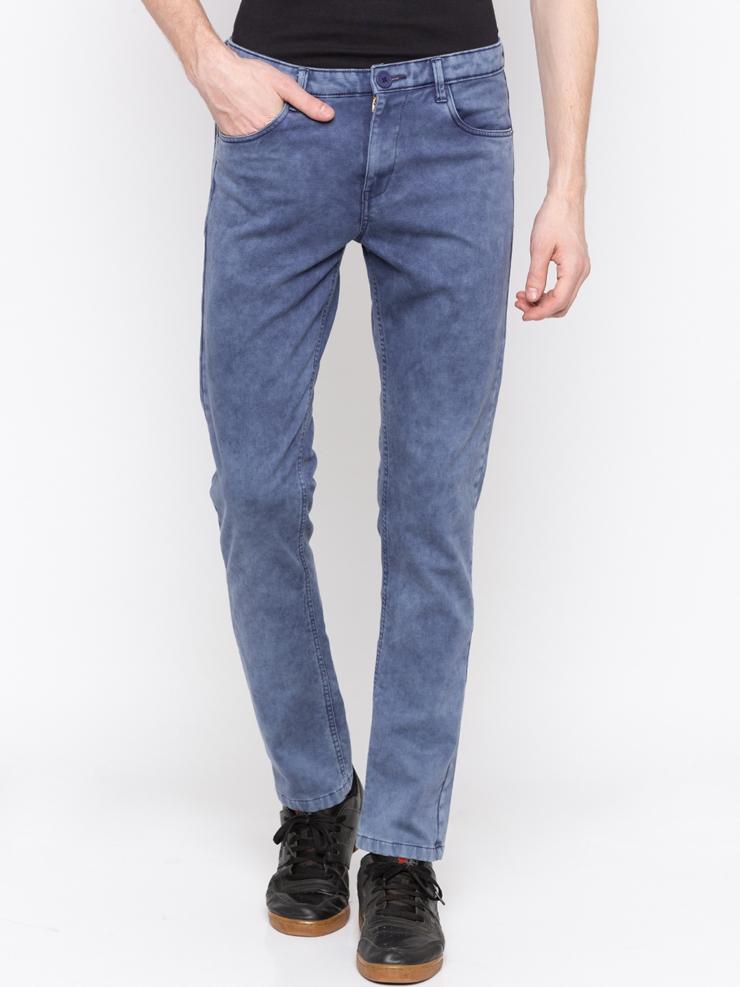 

SPYKAR Men Blue Slim Fit Faded Regular Trousers