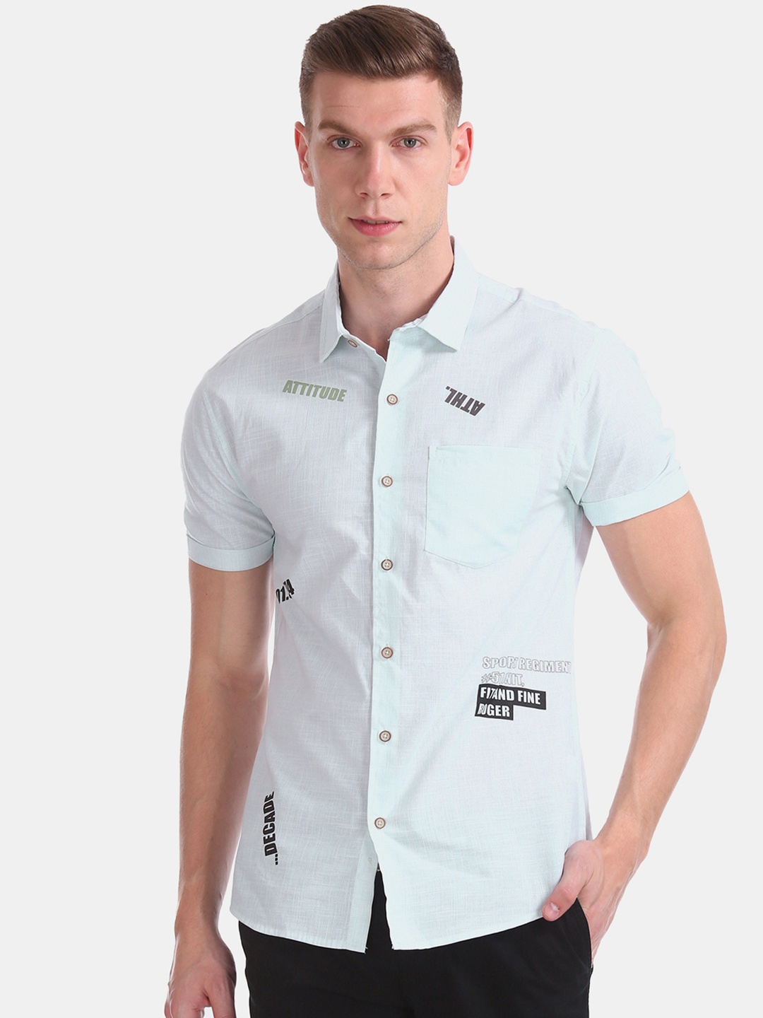 

Colt Men Blue Regular Fit Printed Casual Shirt