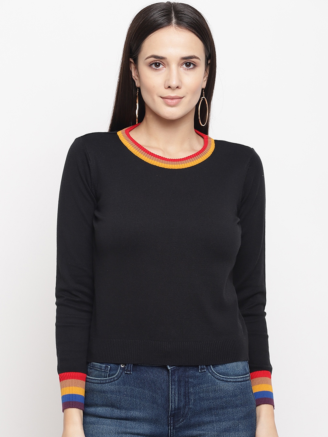 

Aeropostale Women Black Solid Pullover Sweater