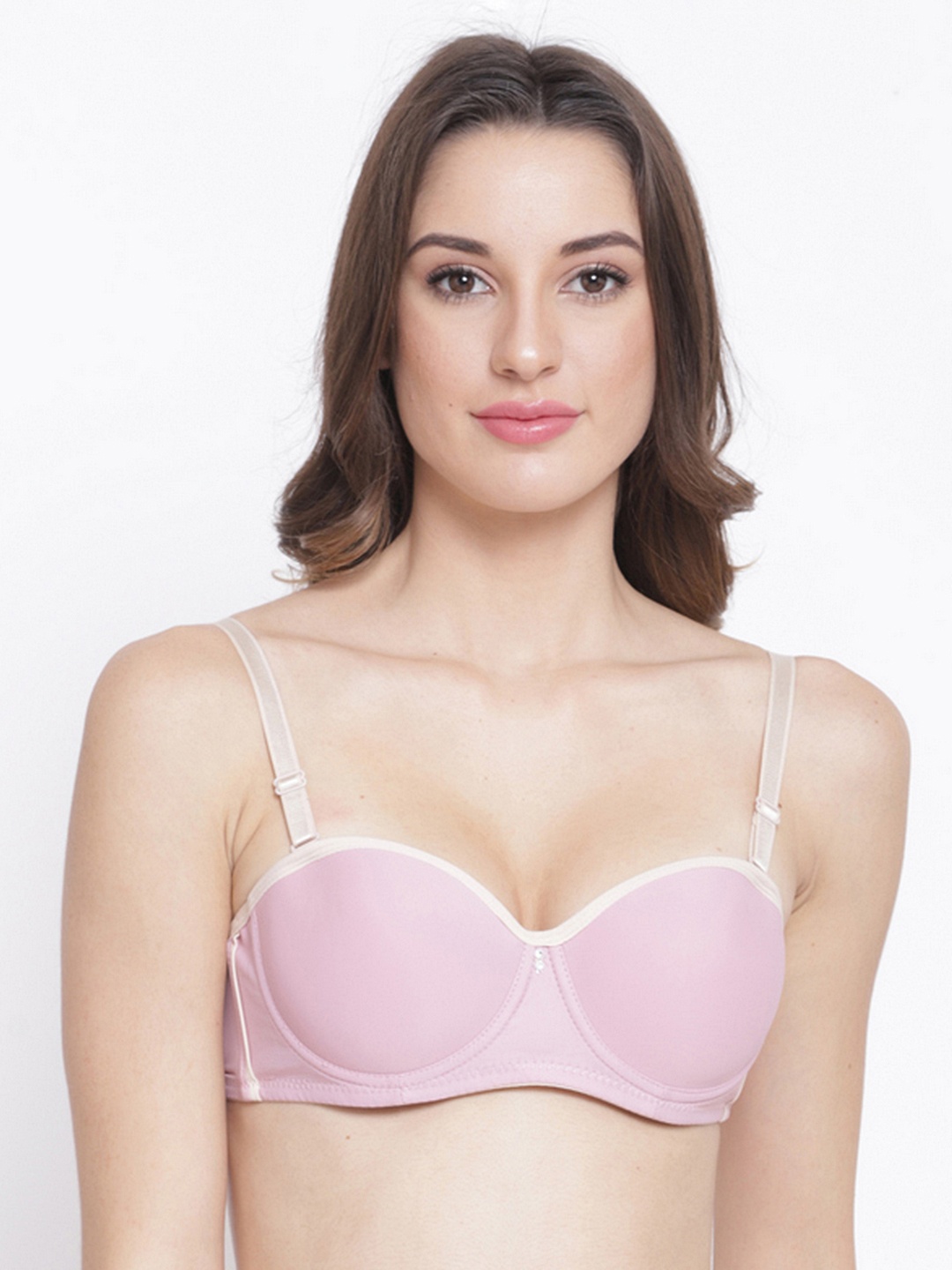 

PrettyCat Pink & Bronze-Toned Solid Underwired Lightly Padded Balconette Bra PC-BR-6004