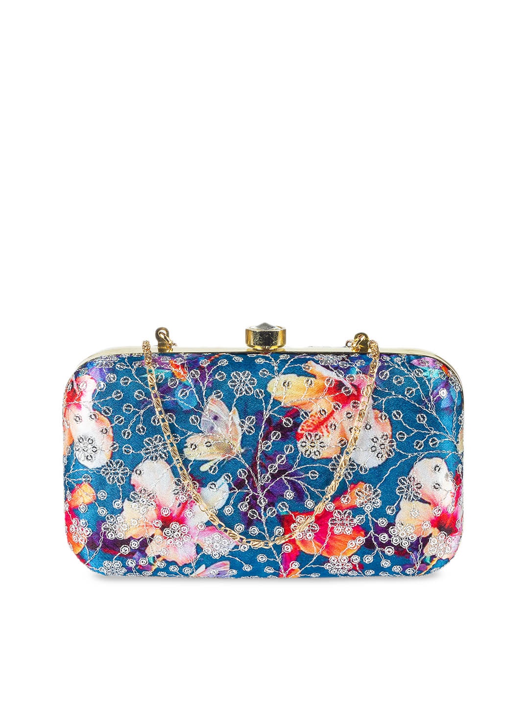 

PARIZAAT BY SHADAB KHAN Blue & Pink Embellished Embellished Clutch
