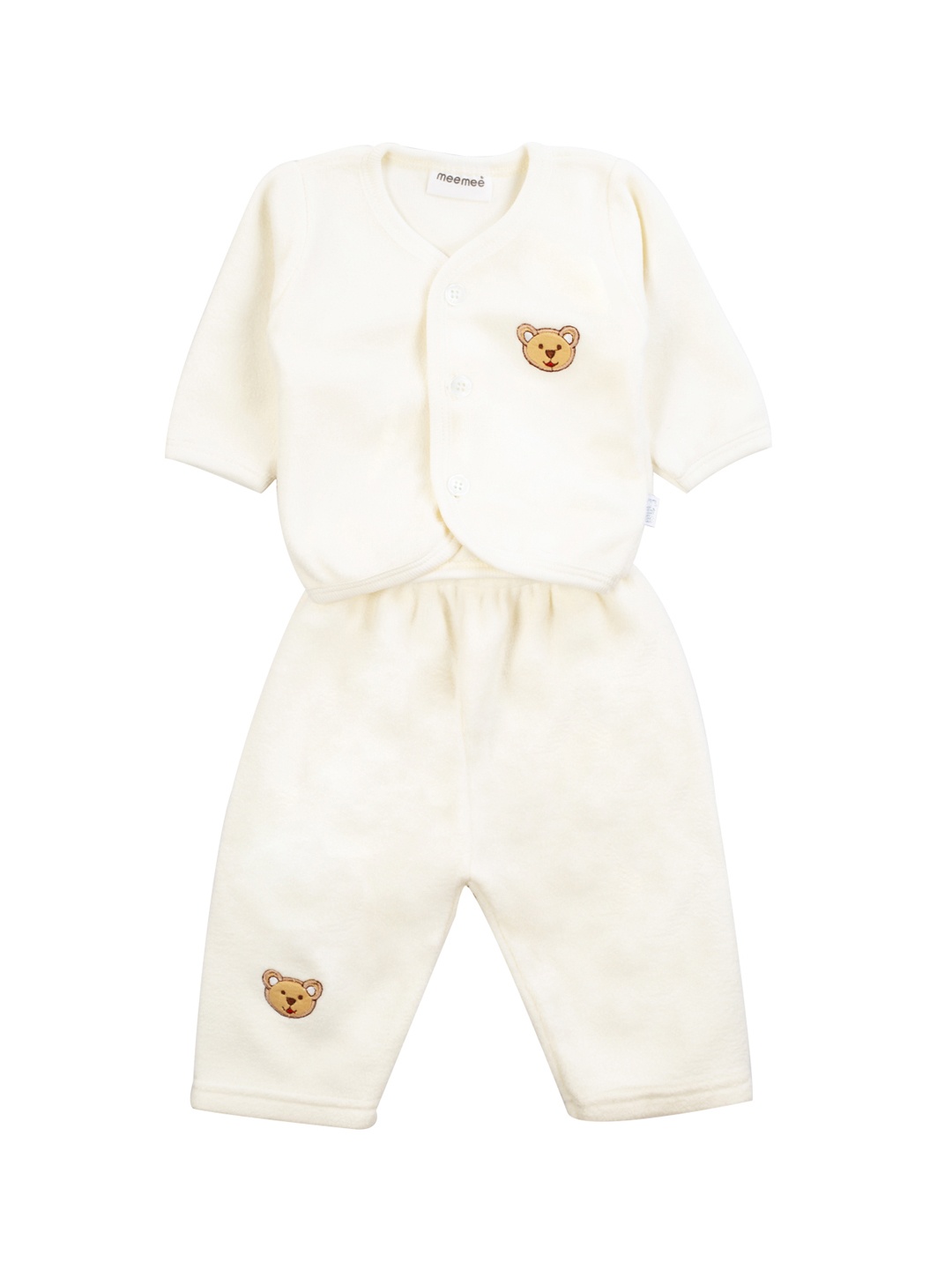 

MeeMee Kids Cream-Coloured Solid T-shirt with Trousers