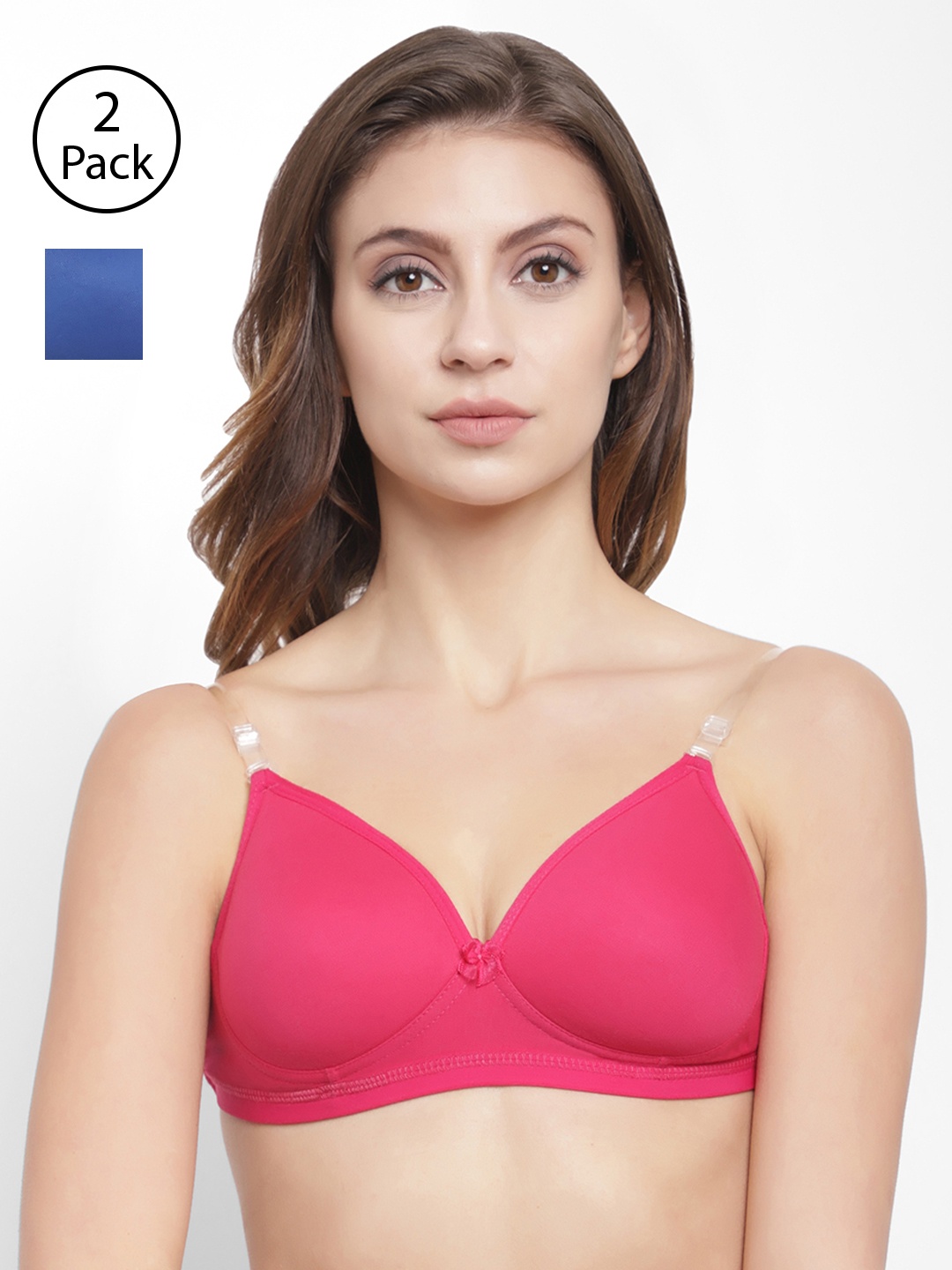 

Floret Pack of 2 Solid Non-Wired Lightly Padded T-shirt Bras T3029, Magenta