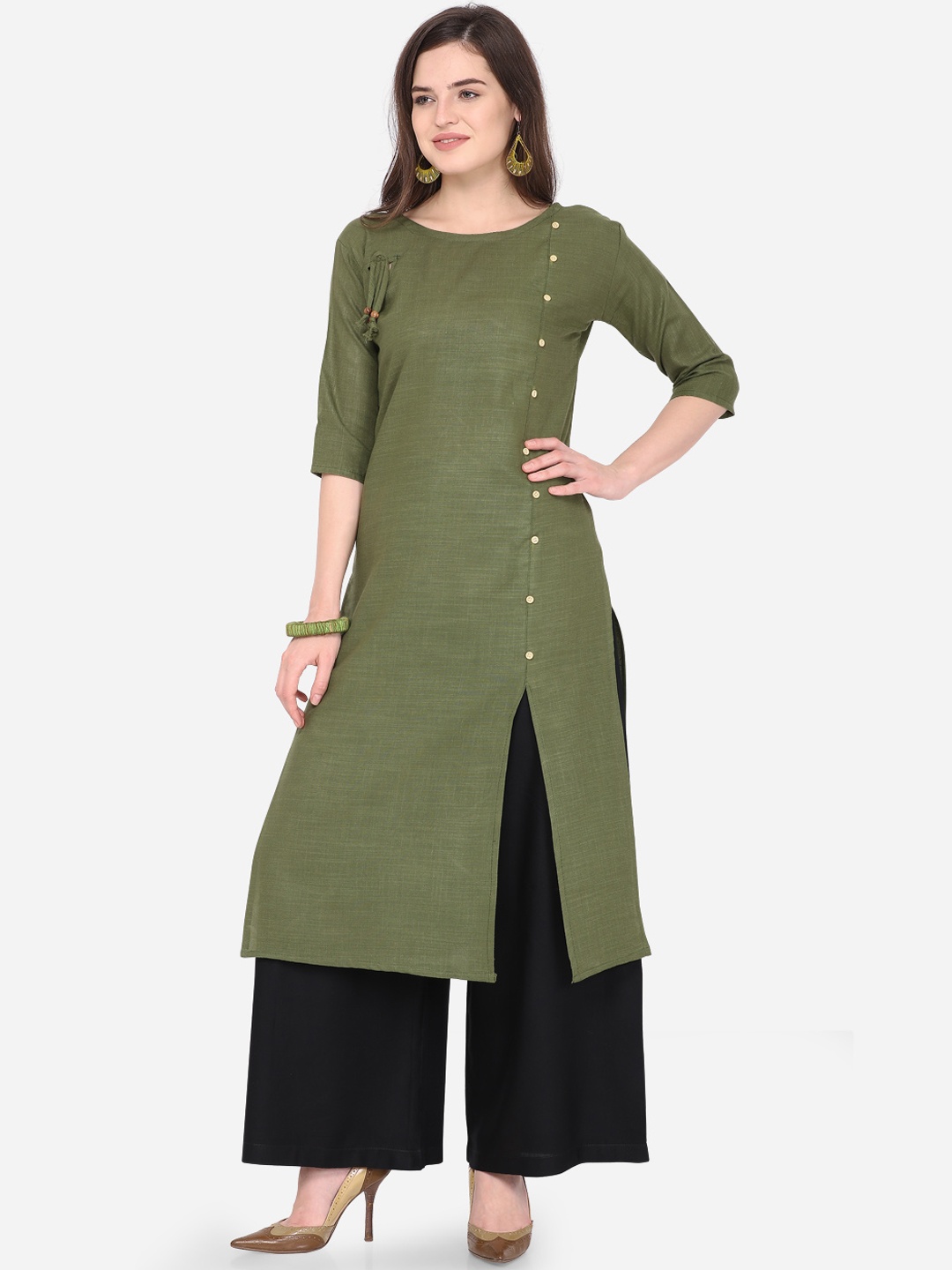 

Florence Women Green Solid Straight Kurta