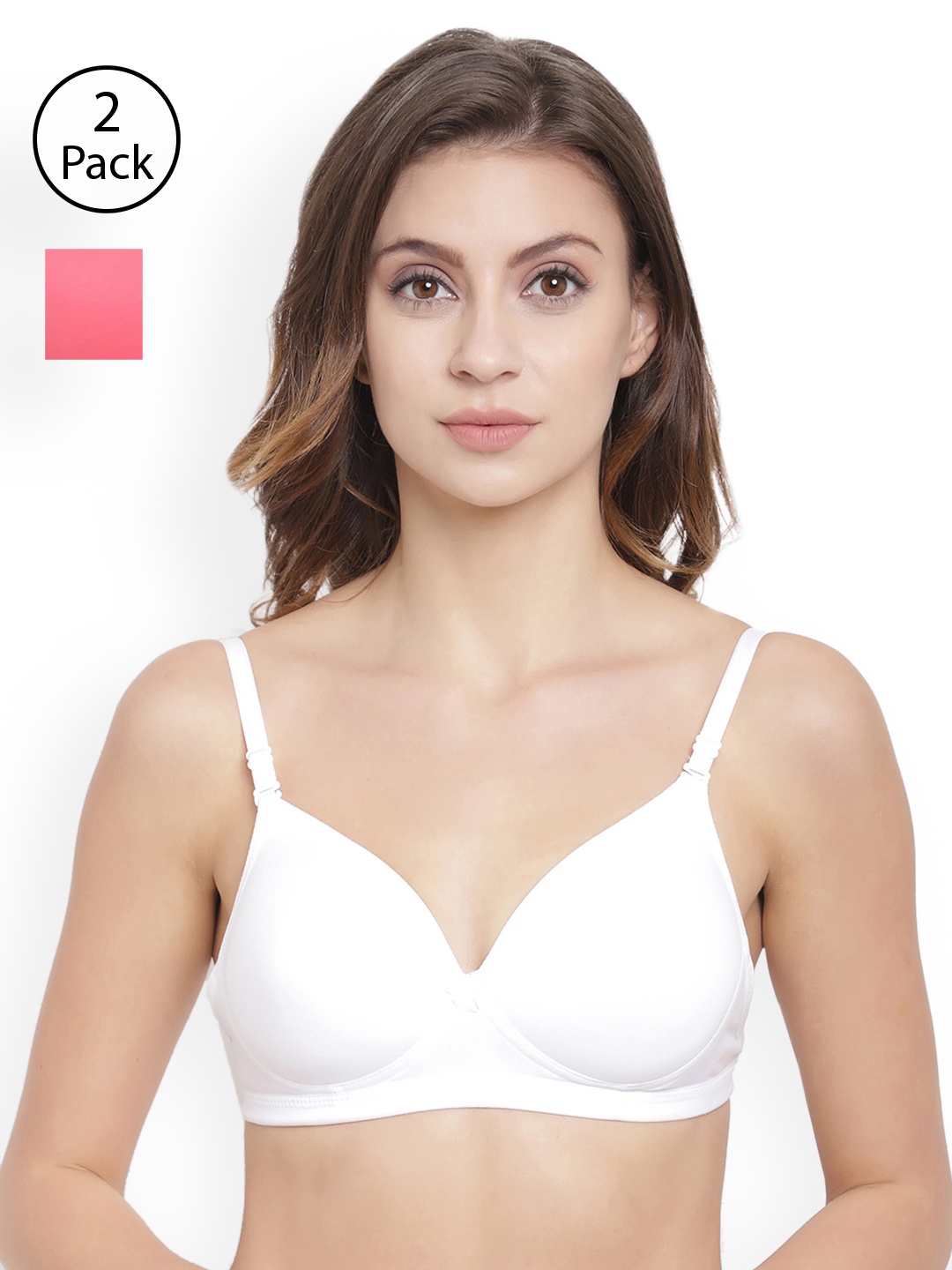 

Floret Pack of 2 Solid Non-Wired Lightly Padded T-shirt Bras T3029, White