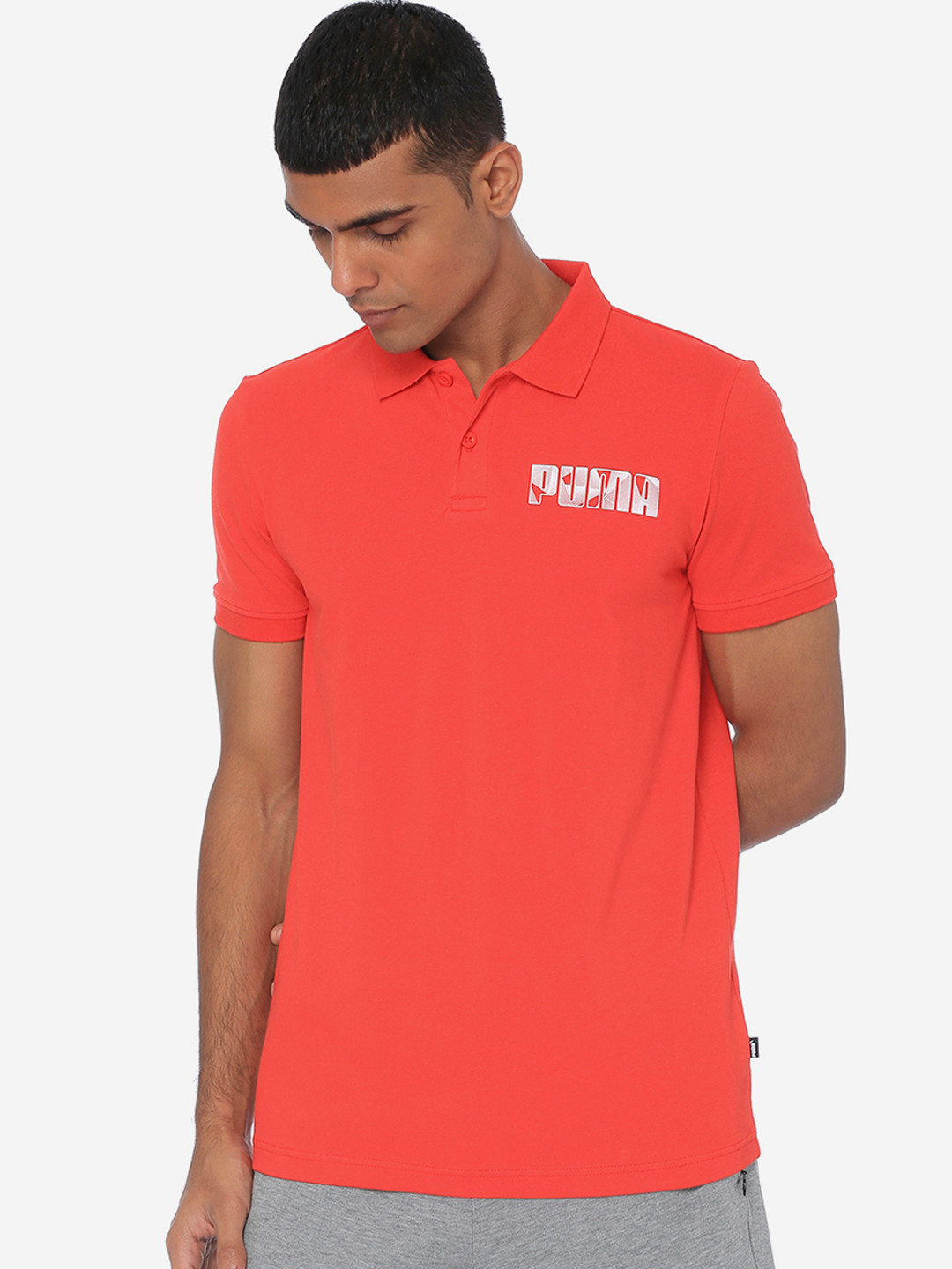 

Puma Men Red Printed Polo Collar T-shirt
