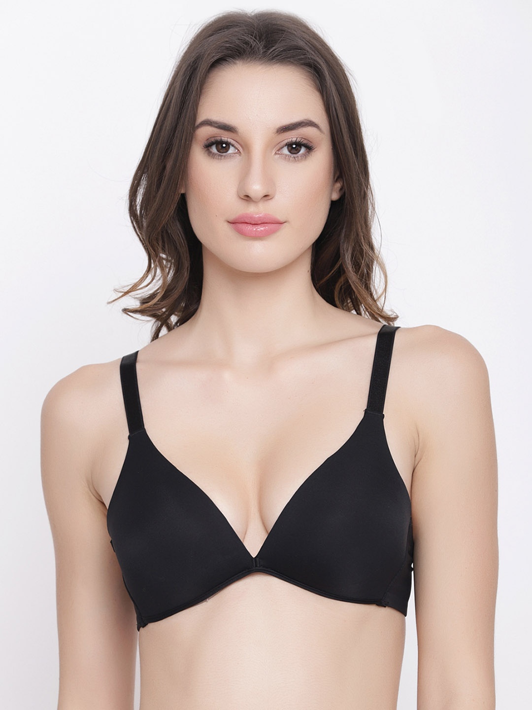 PrettyCat Black Solid Non-Wired Non Padded T-shirt Bra