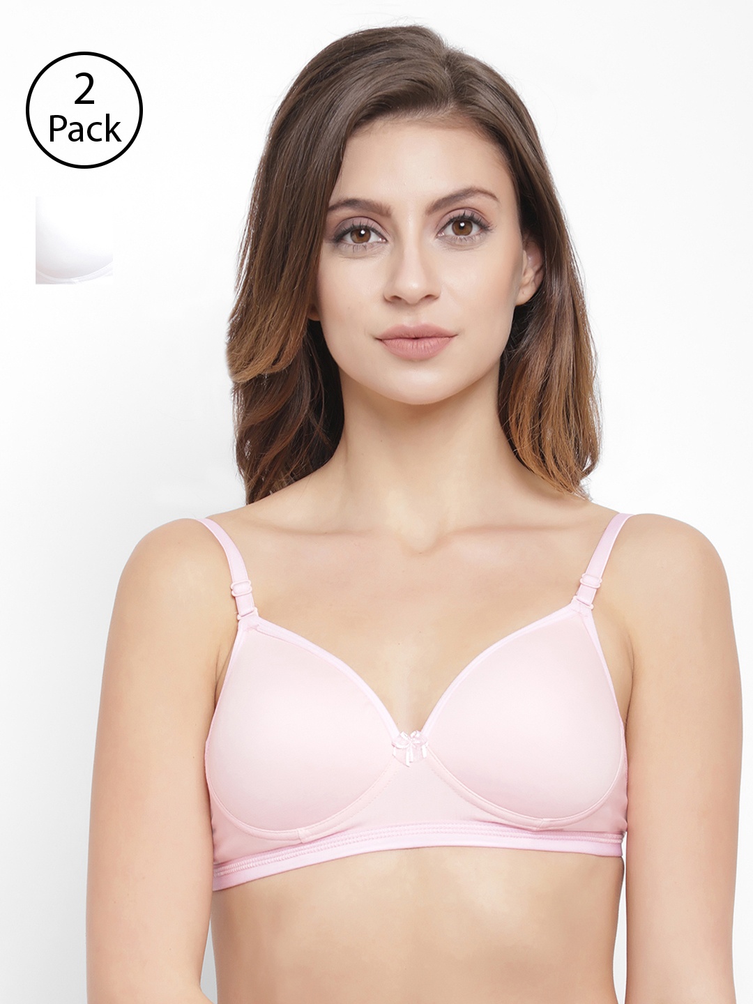 

Floret Pack Of 2 Solid Non-Wired Lightly Padded T-shirt Bras T3029, White