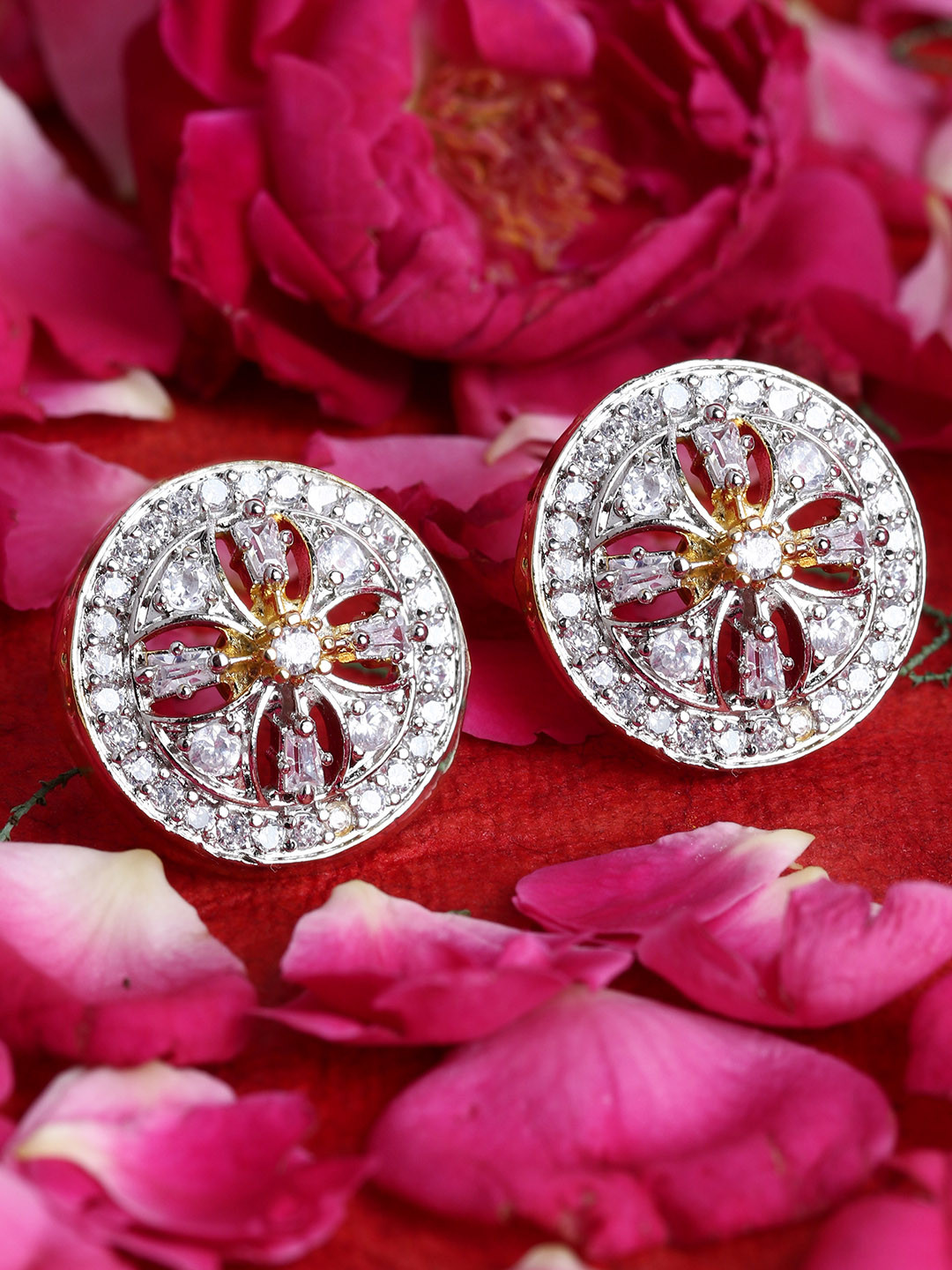 

Bhana Fashion Gold-Plated American Diamond Studded Circular Studs