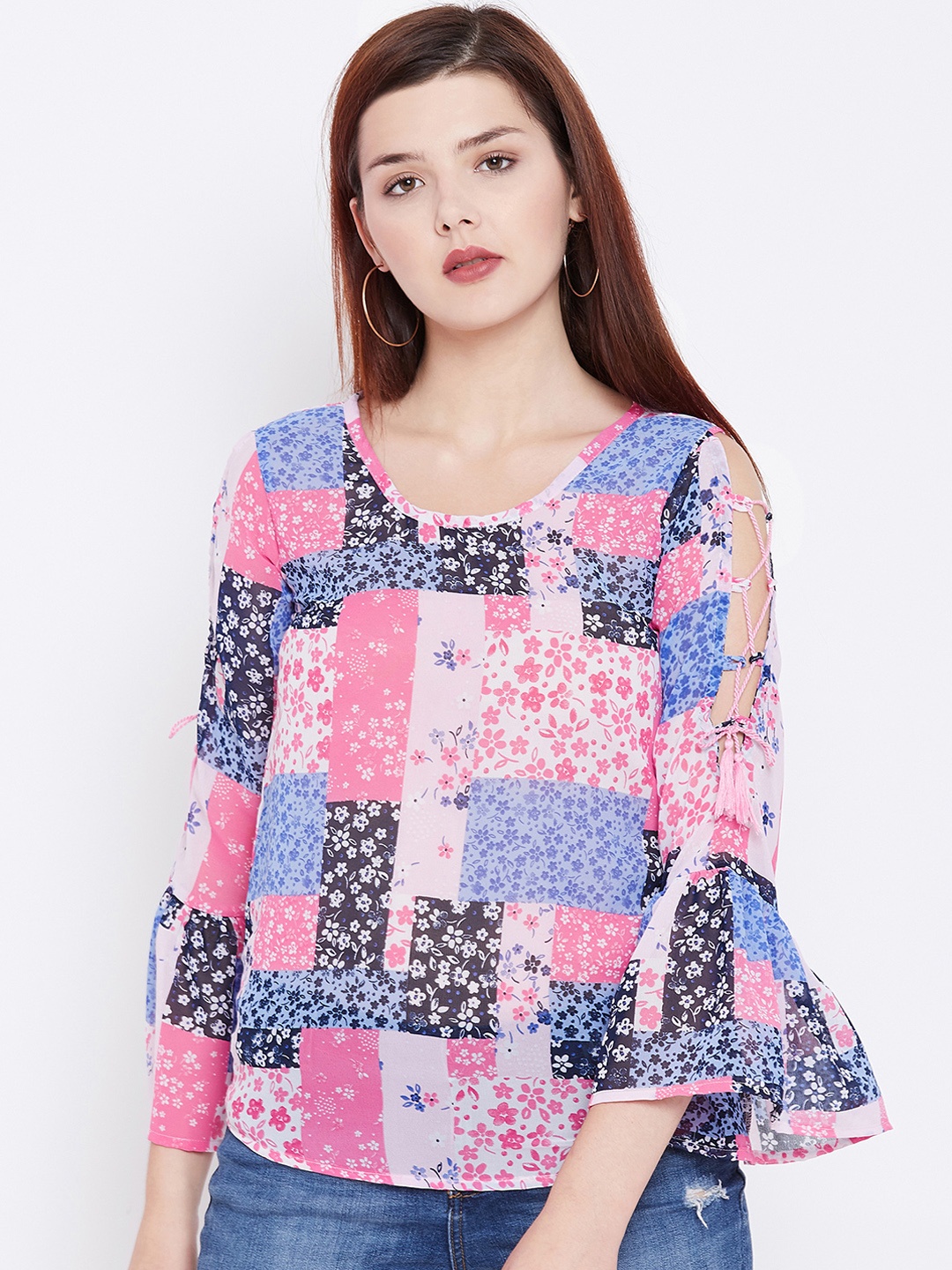 

Toshee Women Pink & Blue Printed Top