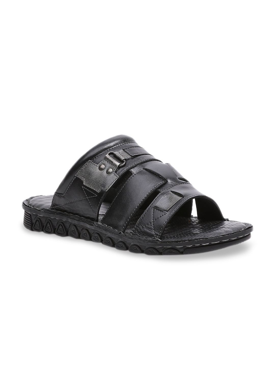 pelle albero Men Black Leather Sandals