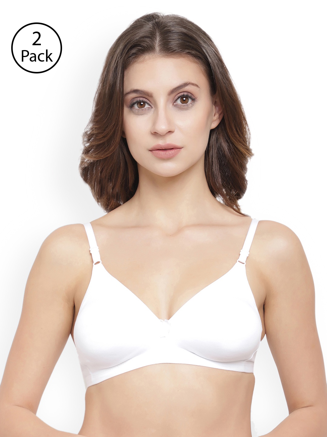 

Floret Pack Of 2 White Solid Non-Wired Non Padded T-shirt Bras T3058