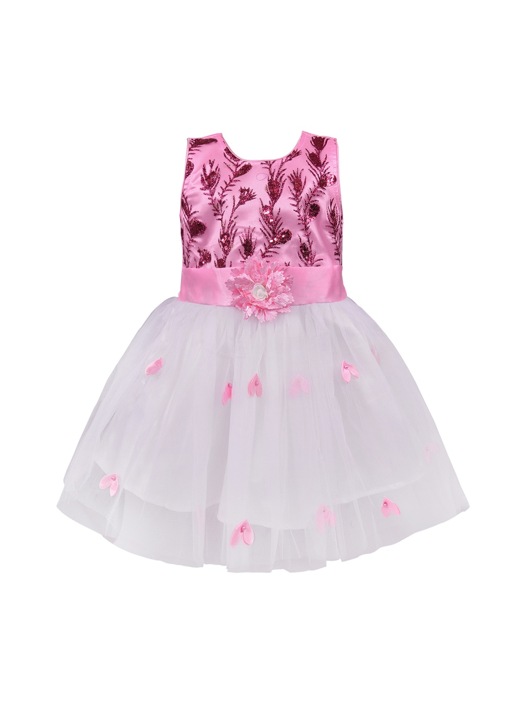

Wish Karo Girls Pink Embellished Fit and Flare Dress