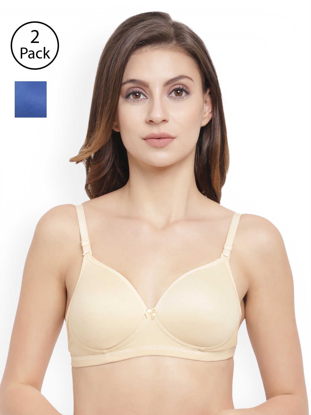 

Floret Pack Of 2 Solid Non-Wired Lightly Padded T-shirt Bra T3029, Blue