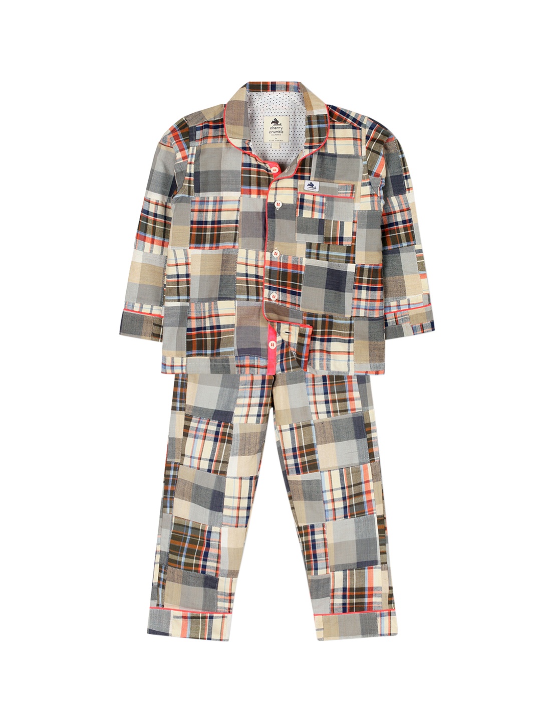 

Cherry Crumble Boys Multicoloured Checked Night suit WS-NSUIT-A0956, Multi