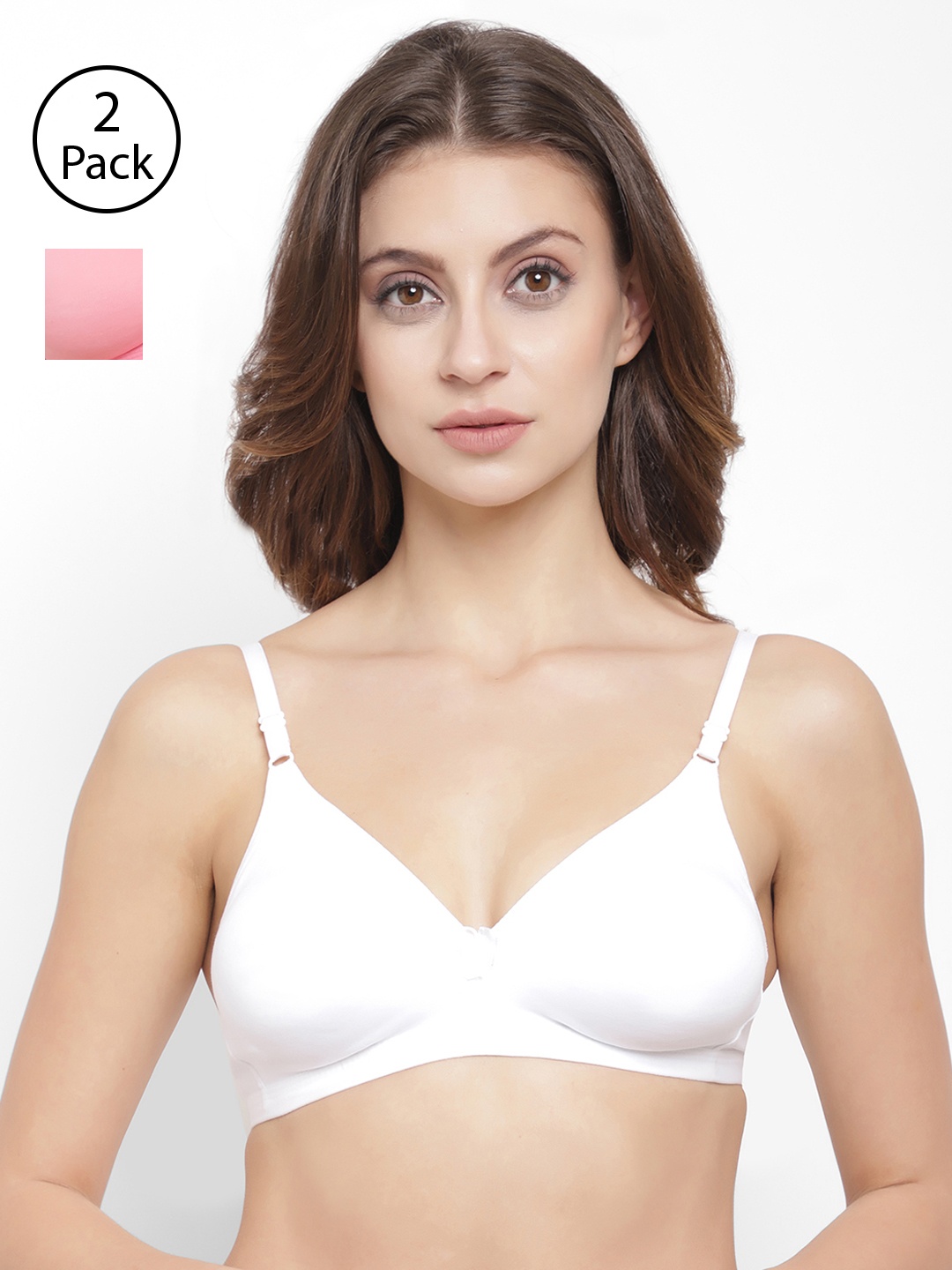 

Floret Pack Of 2 Solid Non-Wired Non Padded T-shirt Bras T3058, Rose