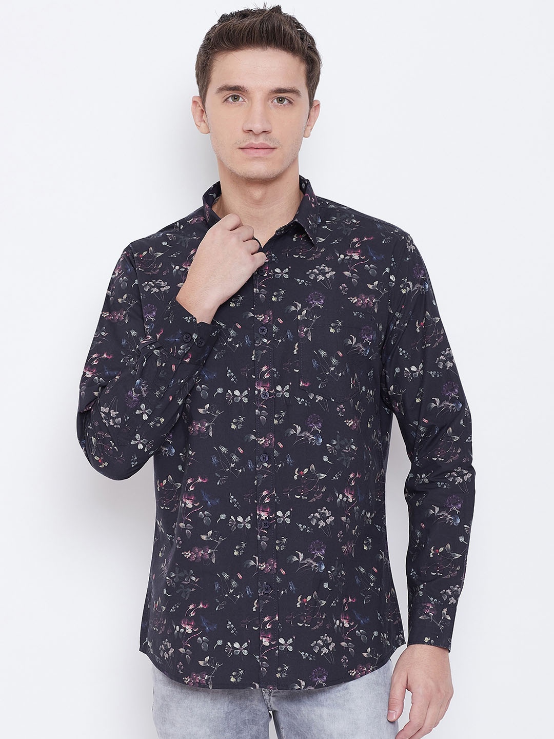

Duke Men Navy Blue Regular Fit Printed Casual Shirt