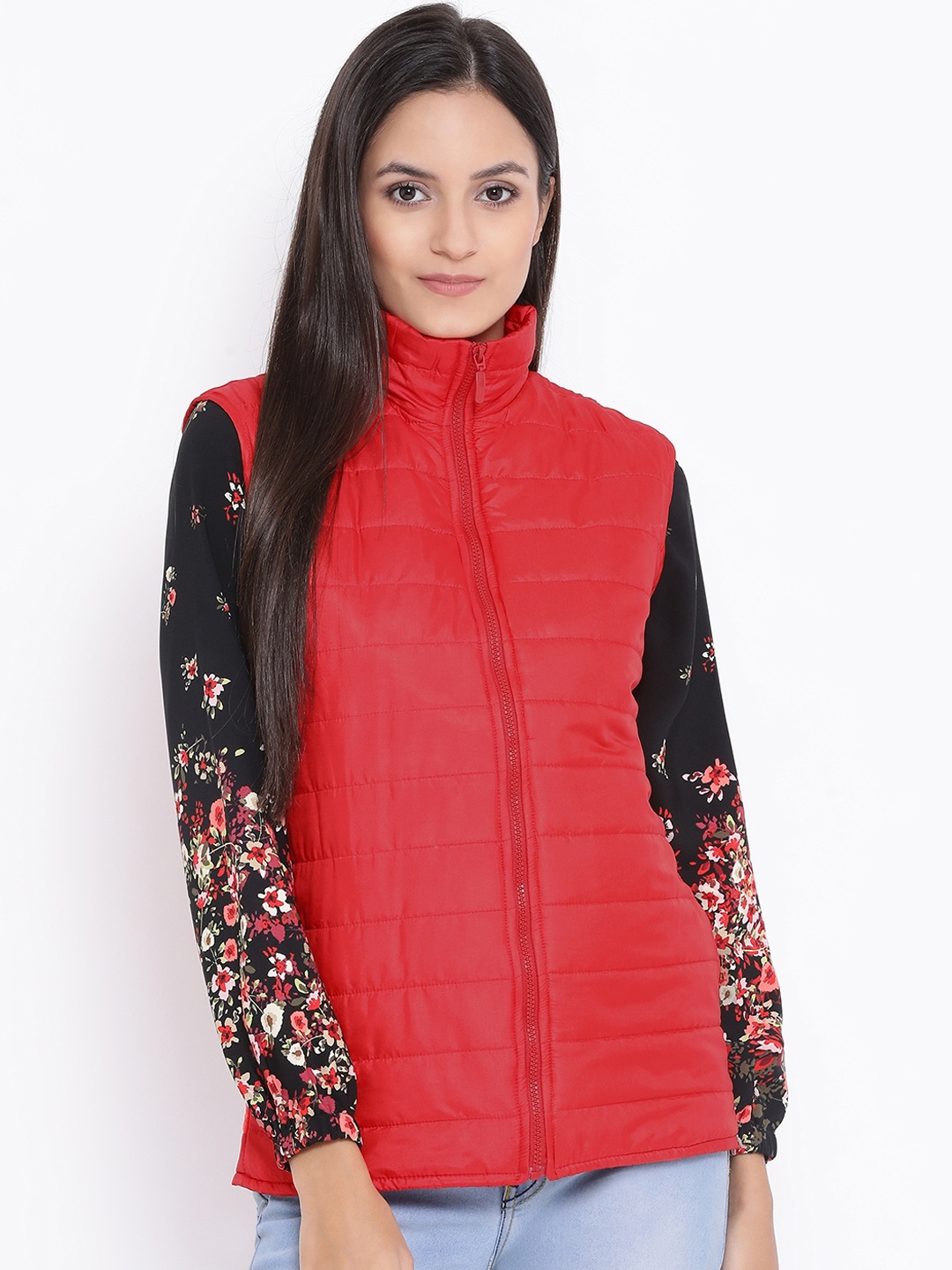 

Oxolloxo Women Red Solid Puffer Jacket