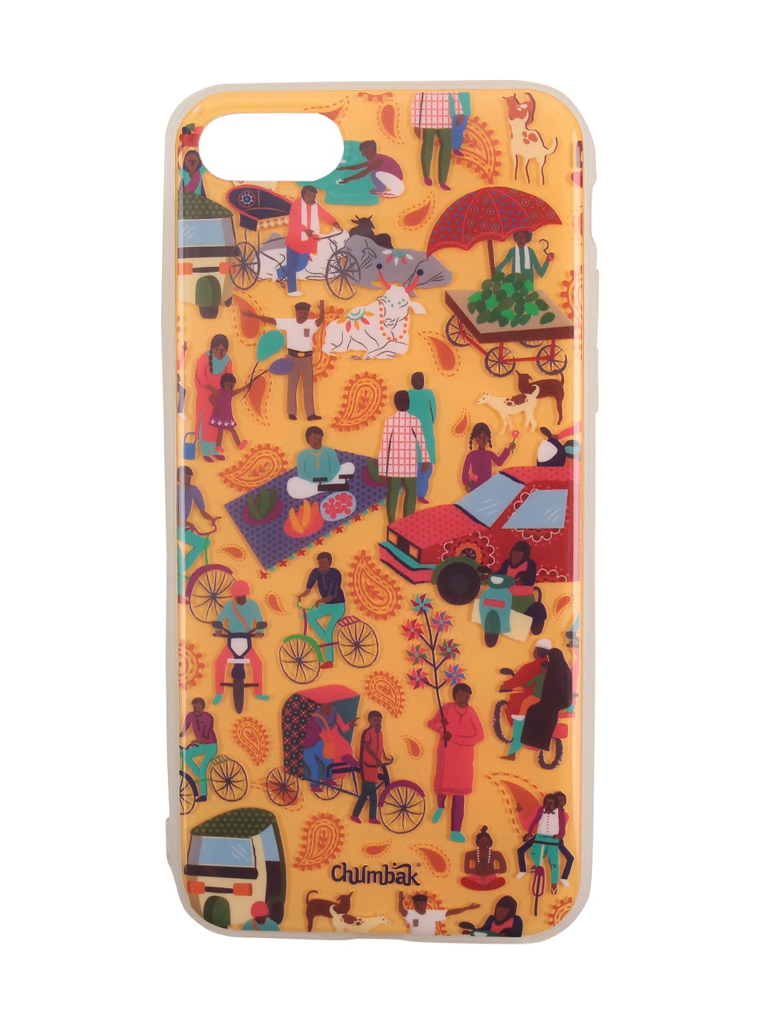

Chumbak Yellow & Teal Blue Printed iPhone 8 and SE Mobile Case Cover