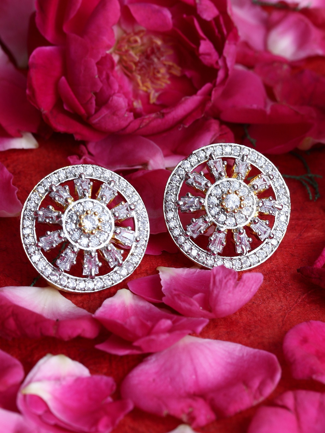 

Bhana Fashion Gold-Plated American Diamond Circular Studs