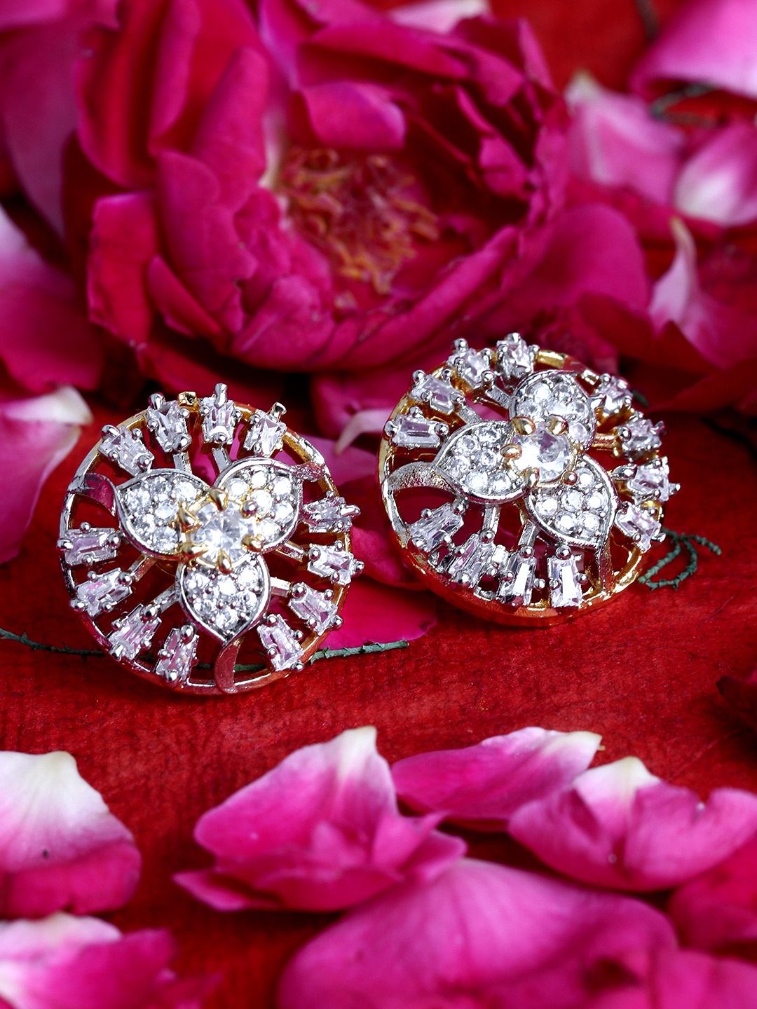 

Bhana Fashion Gold-Plated American Diamond Studded Circular Studs
