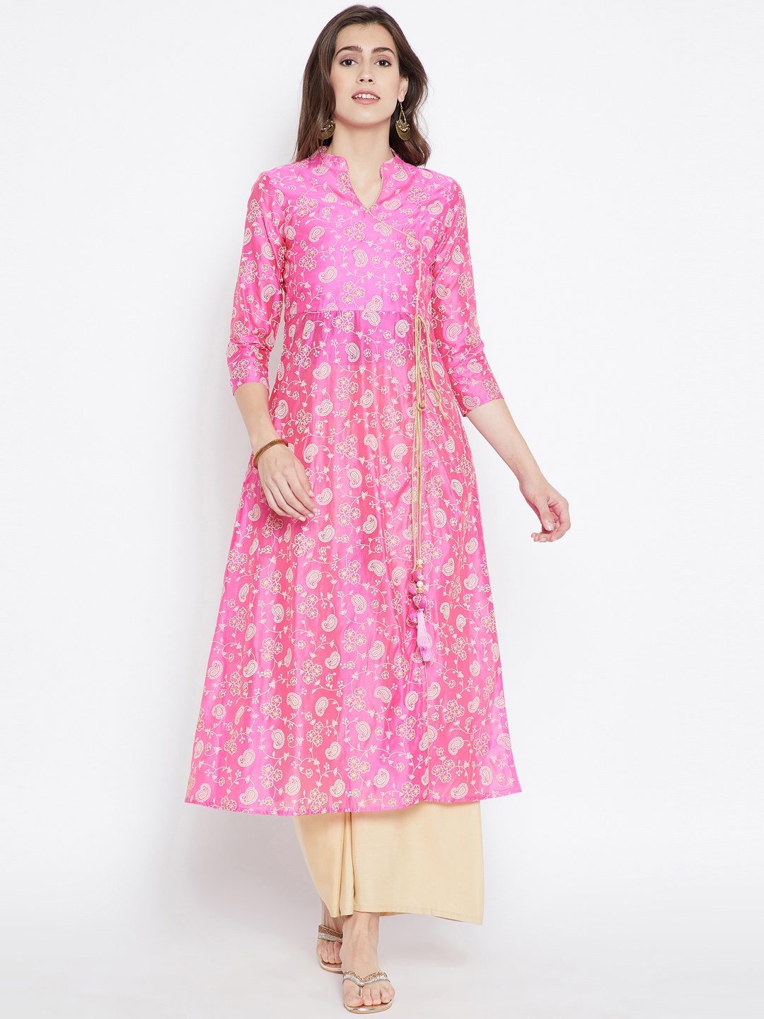 

Be Indi Women Pink Paisley Printed A-Line Kurta