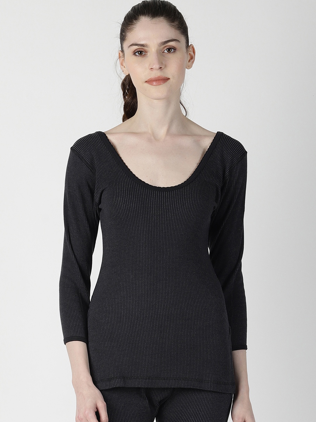 Dollar Ultra Women Black Striped Thermal Top