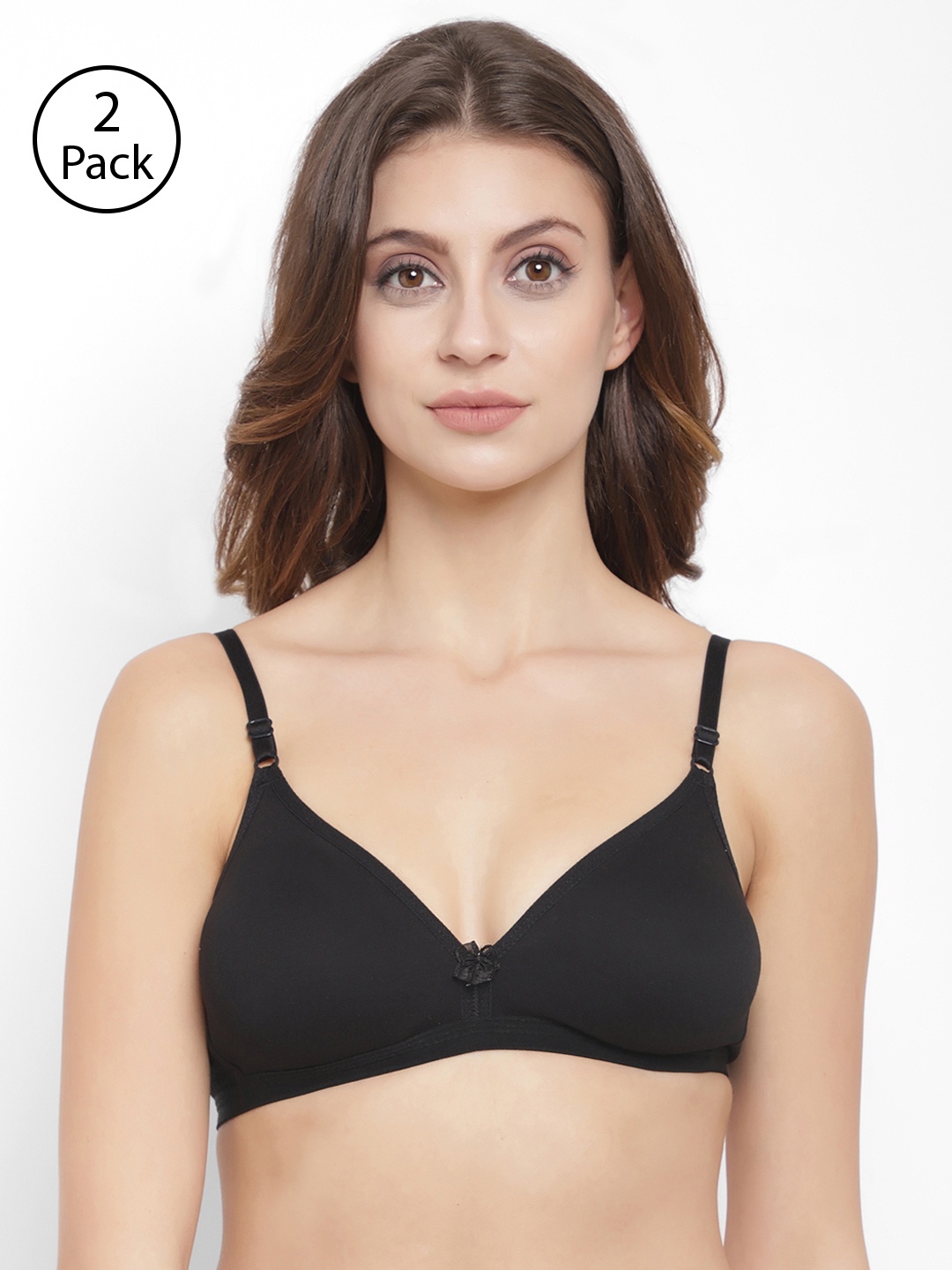 

Floret Pack of 2 Black Solid Non-Wired Non Padded T-shirt Bras T3058
