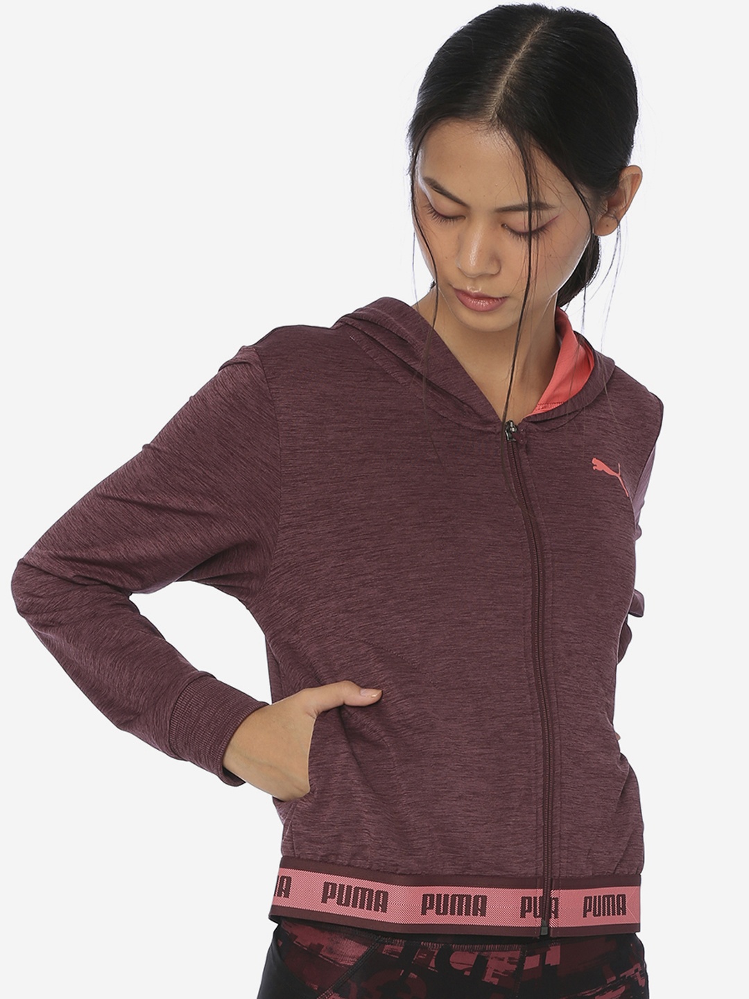 

Puma Women Maroon Printed Sporty Jacket