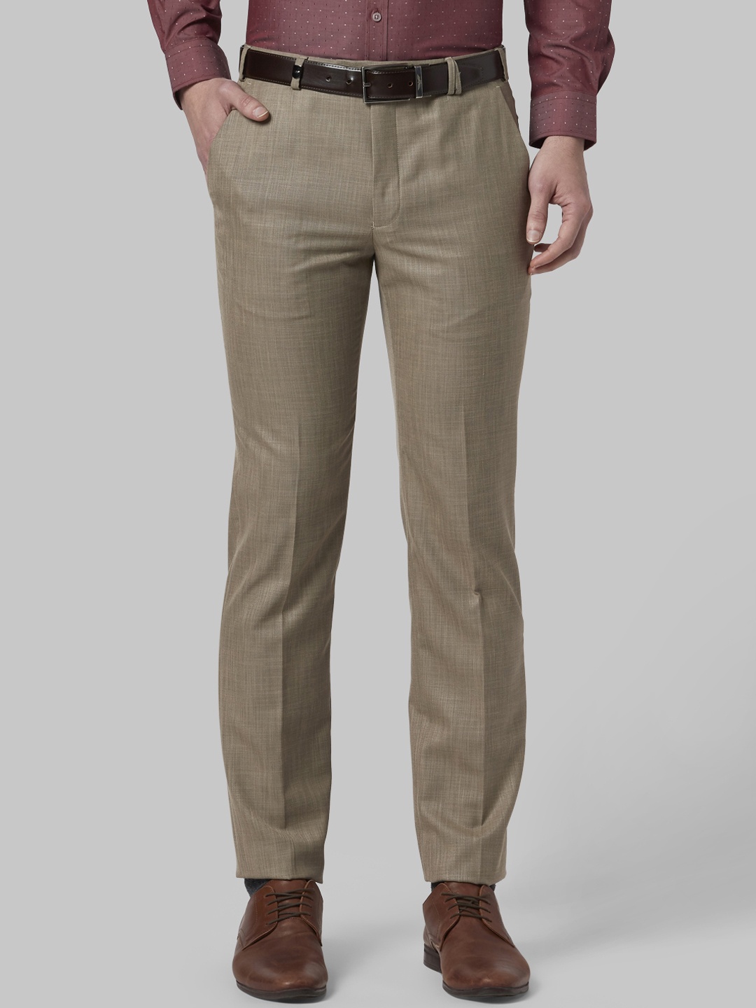 

Park Avenue Men Brown Slim Fit Solid Formal Trousers