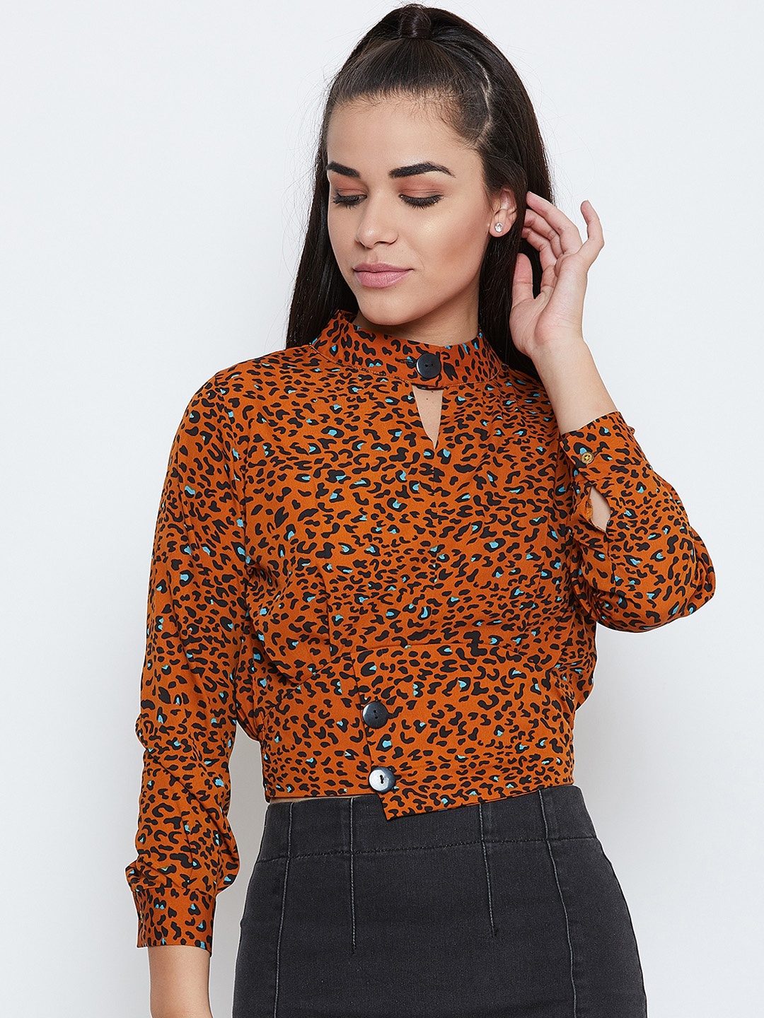 

Toshee Women Orange & Black Printed Top