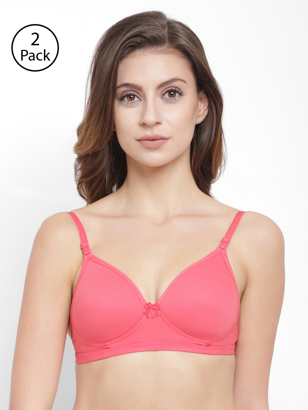 

Floret Pack Of 2 Pink Solid Non-Wired Lightly Padded T-shirt Bras T3029