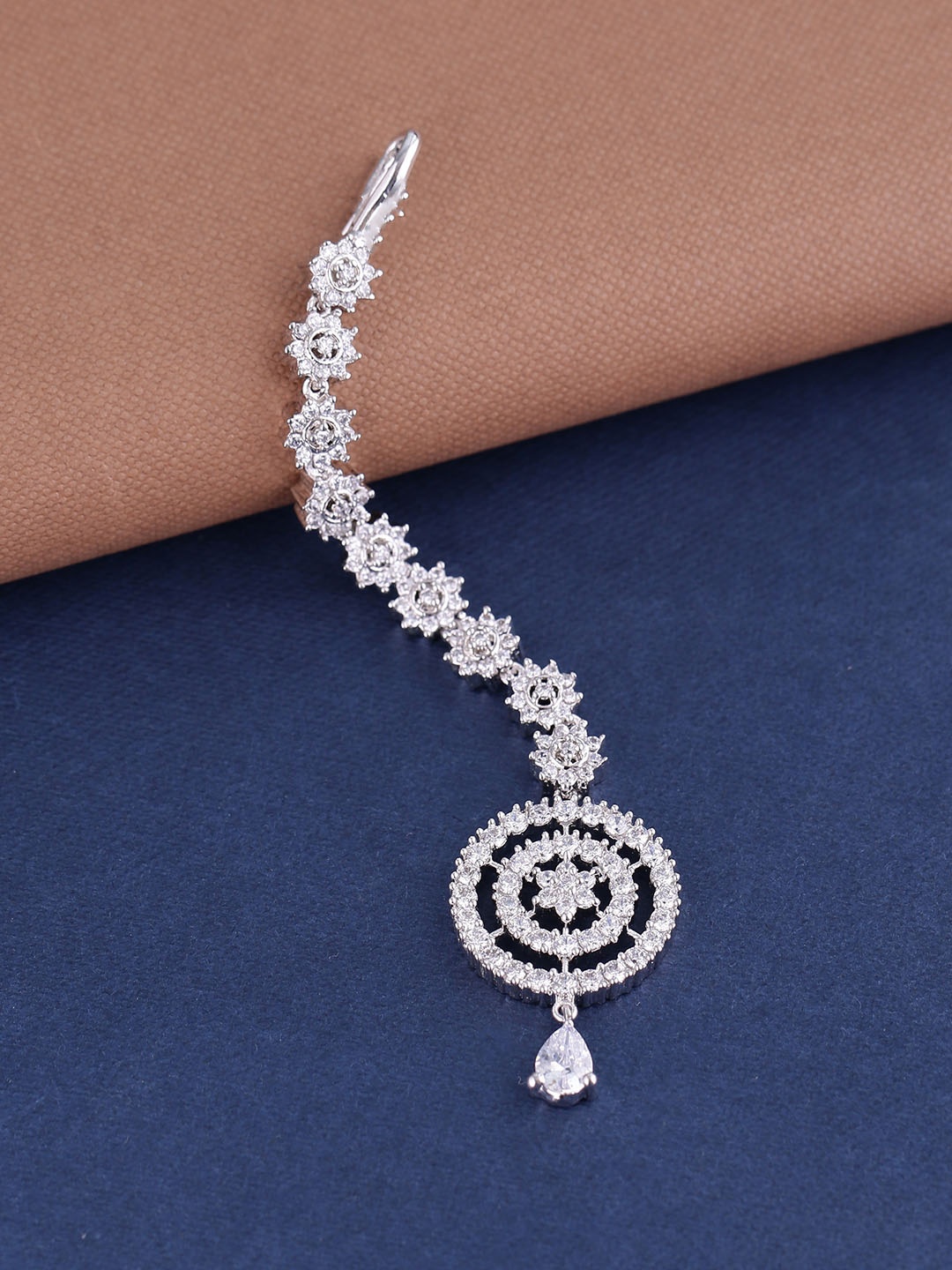 

Shoshaa Silver-Plated American Diamond Embellelished Maangtika